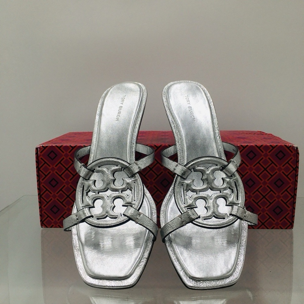 Tory Burch Metallic Silver Sandals